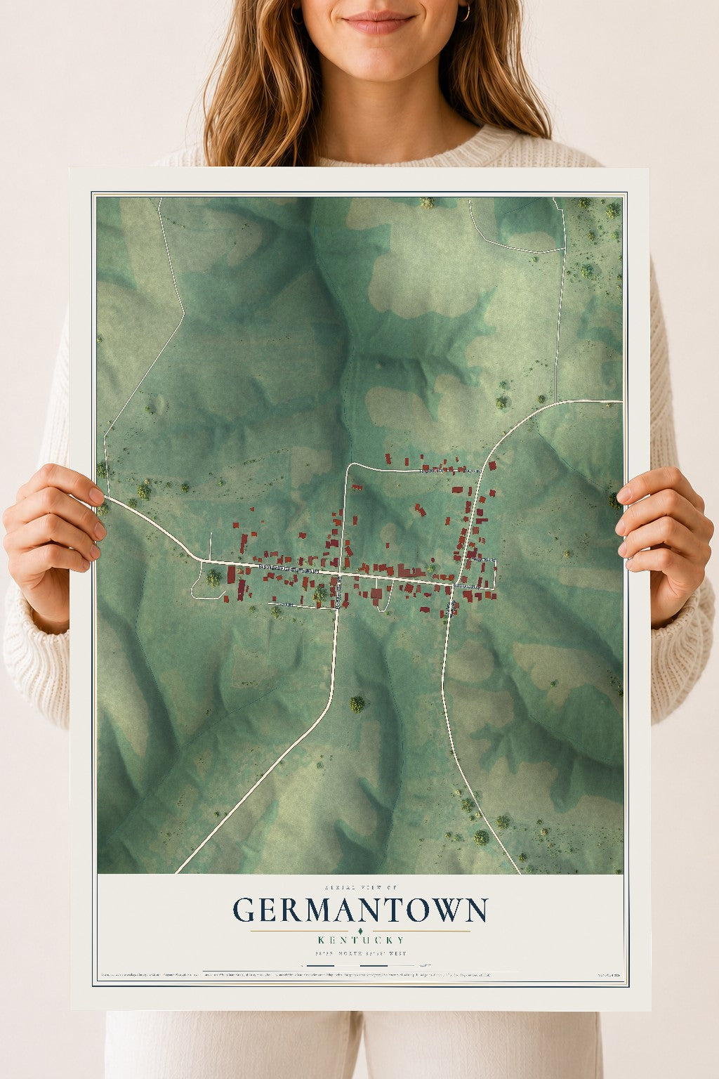 Map of Germantown, Kentucky, 18 x 24 inch unframed archival matte print