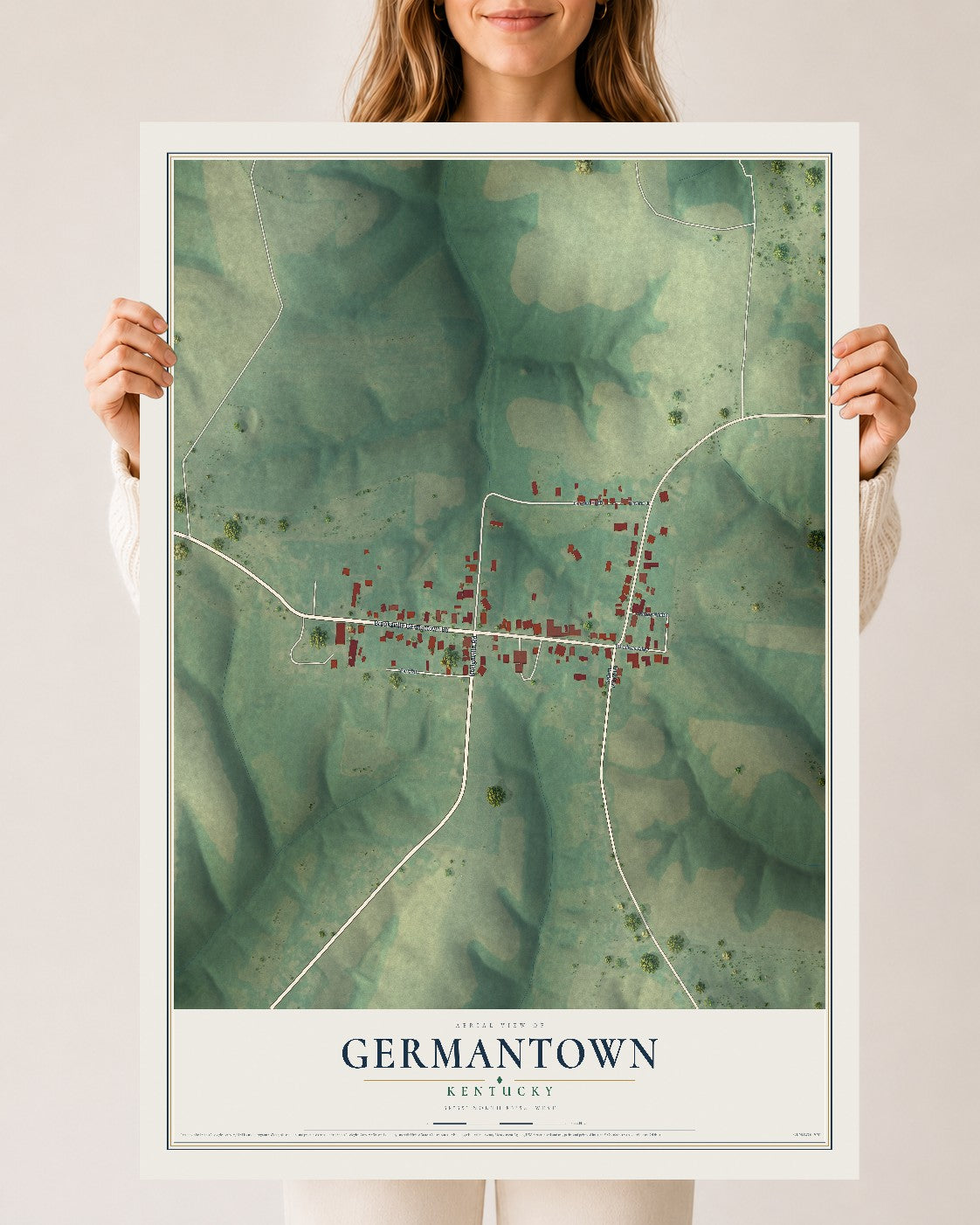 Map of Germantown, Kentucky, 24 x 36 inch unframed archival matte print