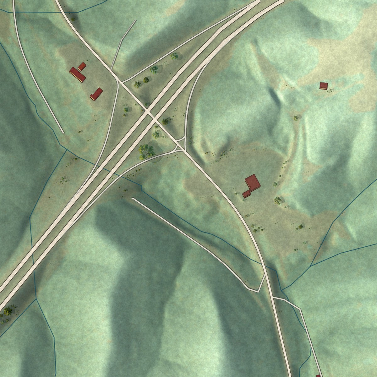 Second close-up of the map of Glencoe, Kentucky print showing more streets and buildings