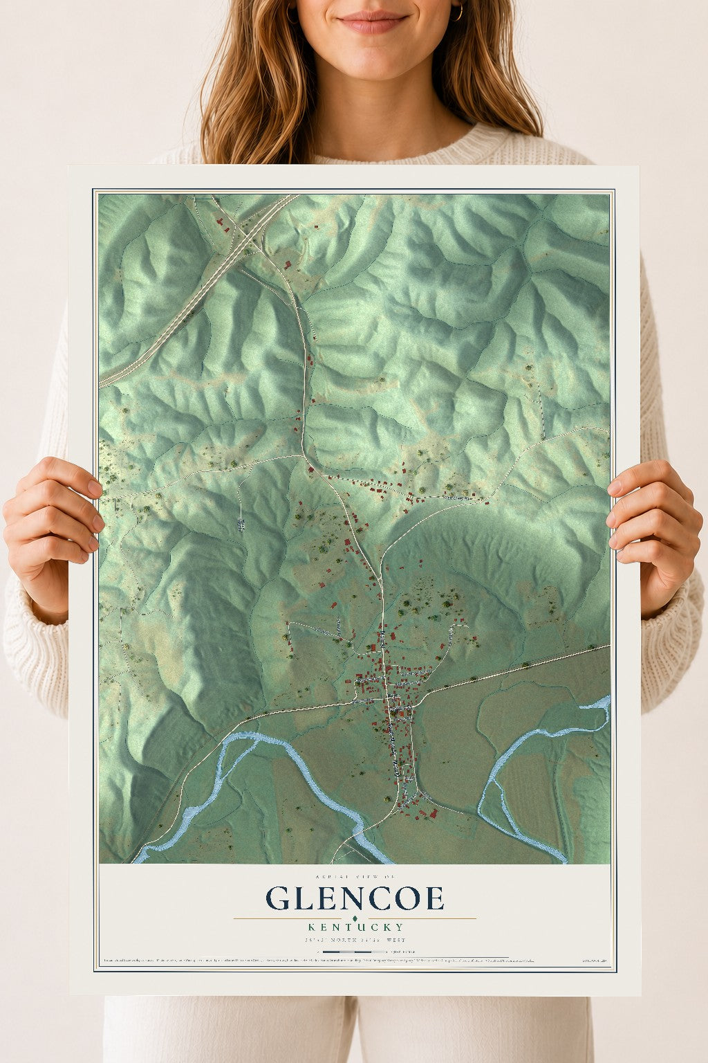 Map of Glencoe, Kentucky, 18 x 24 inch unframed archival matte print