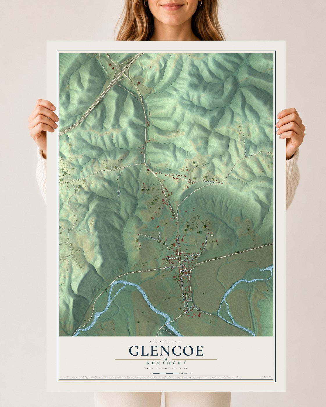 Map of Glencoe, Kentucky, 24 x 36 inch unframed archival matte print