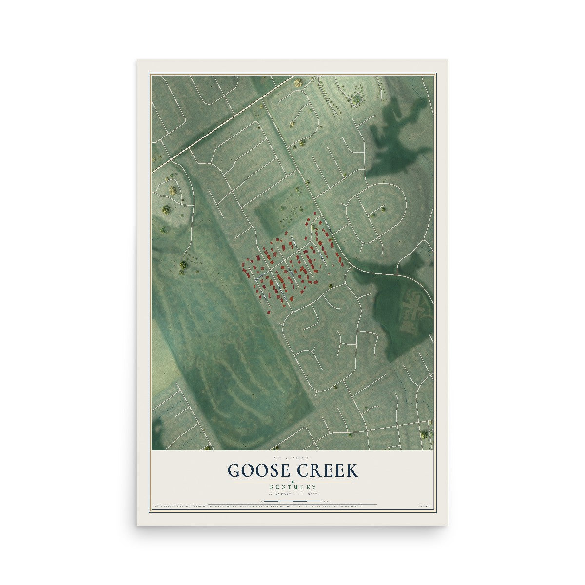 Map of Goose Creek, Kentucky, 12 x 18 inch unframed archival matte print