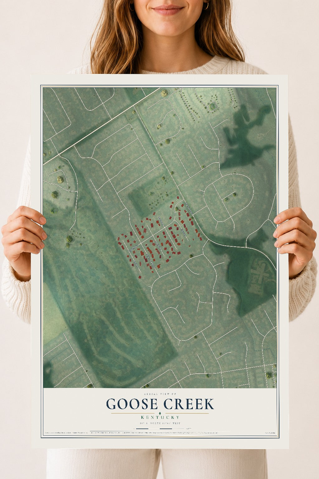 Map of Goose Creek, Kentucky, 18 x 24 inch unframed archival matte print