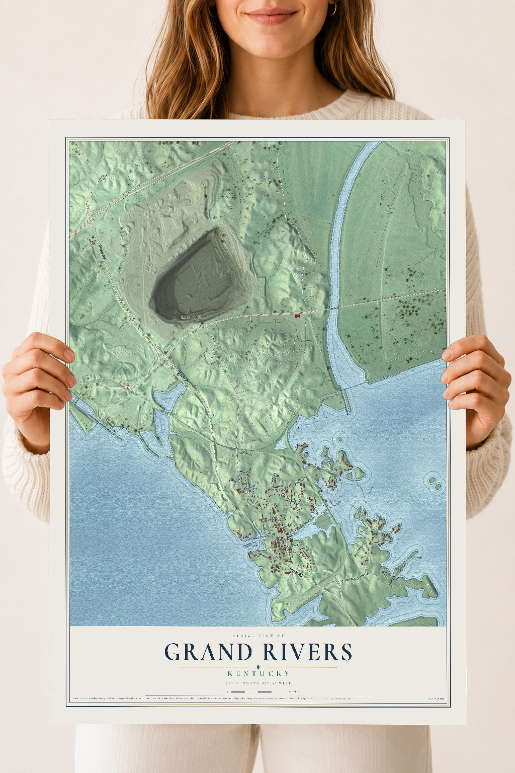 Map of Grand Rivers, Kentucky, 18 x 24 inch unframed archival matte print