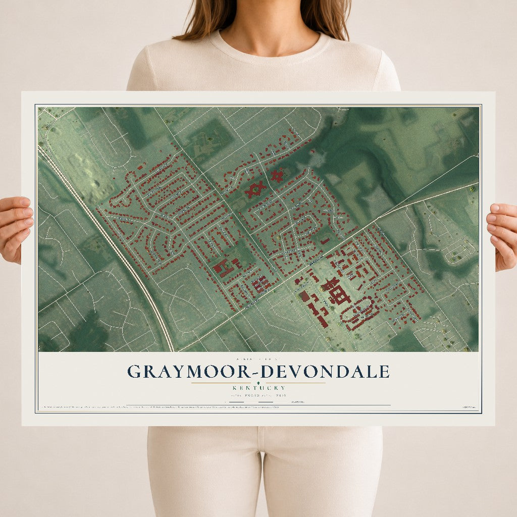 Map of Graymoor-Devondale, Kentucky, 18 x 24 inch unframed archival matte print