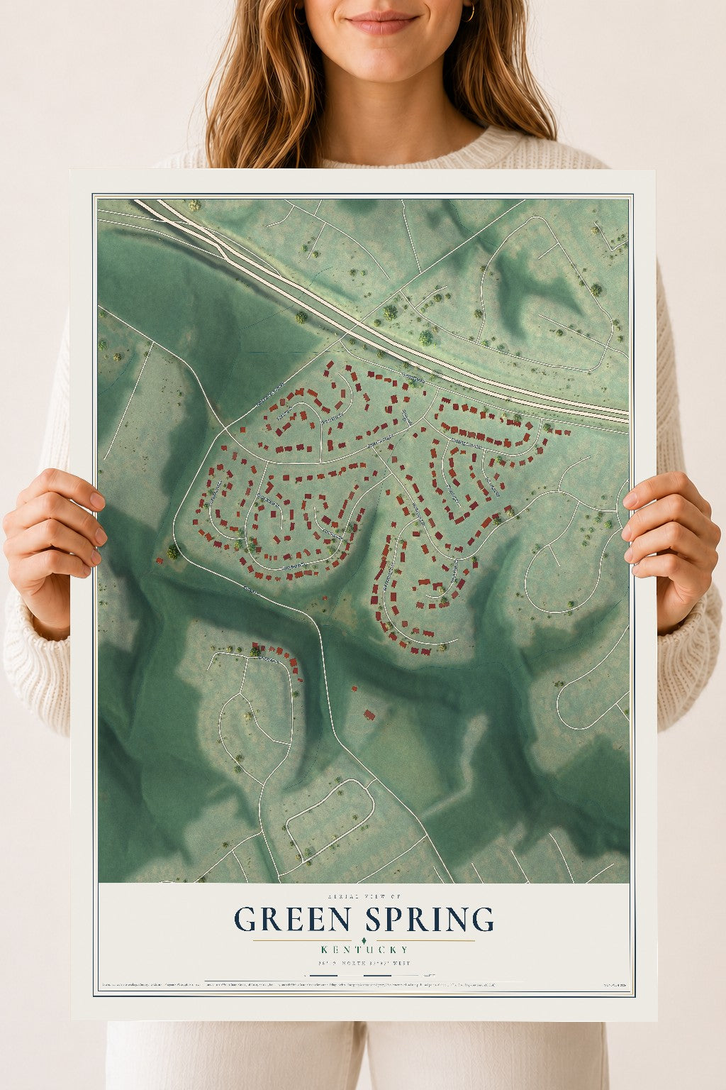 Map of Green Spring, Kentucky, 18 x 24 inch unframed archival matte print