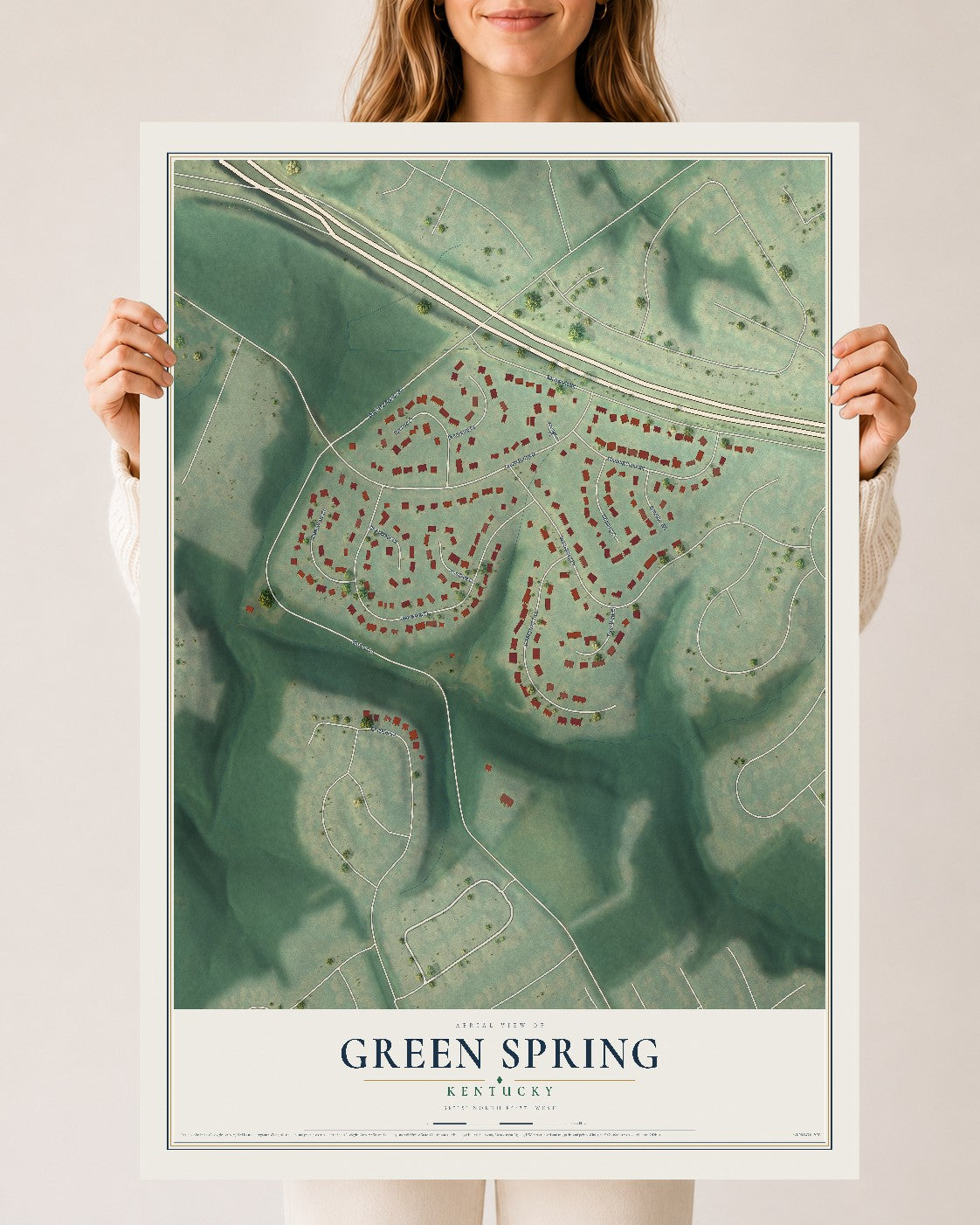 Map of Green Spring, Kentucky, 24 x 36 inch unframed archival matte print