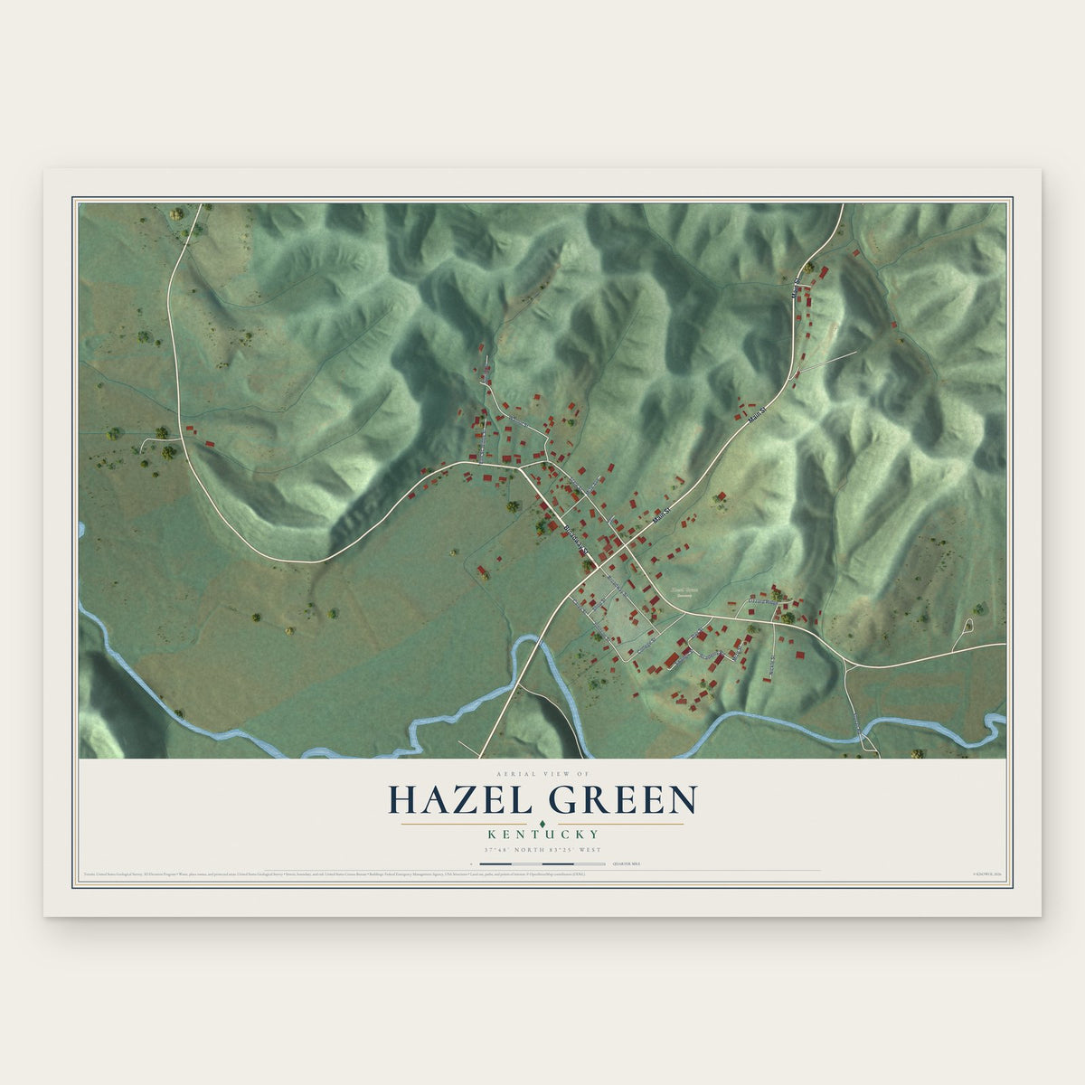 Hazel Green, Kentucky map print, the full design