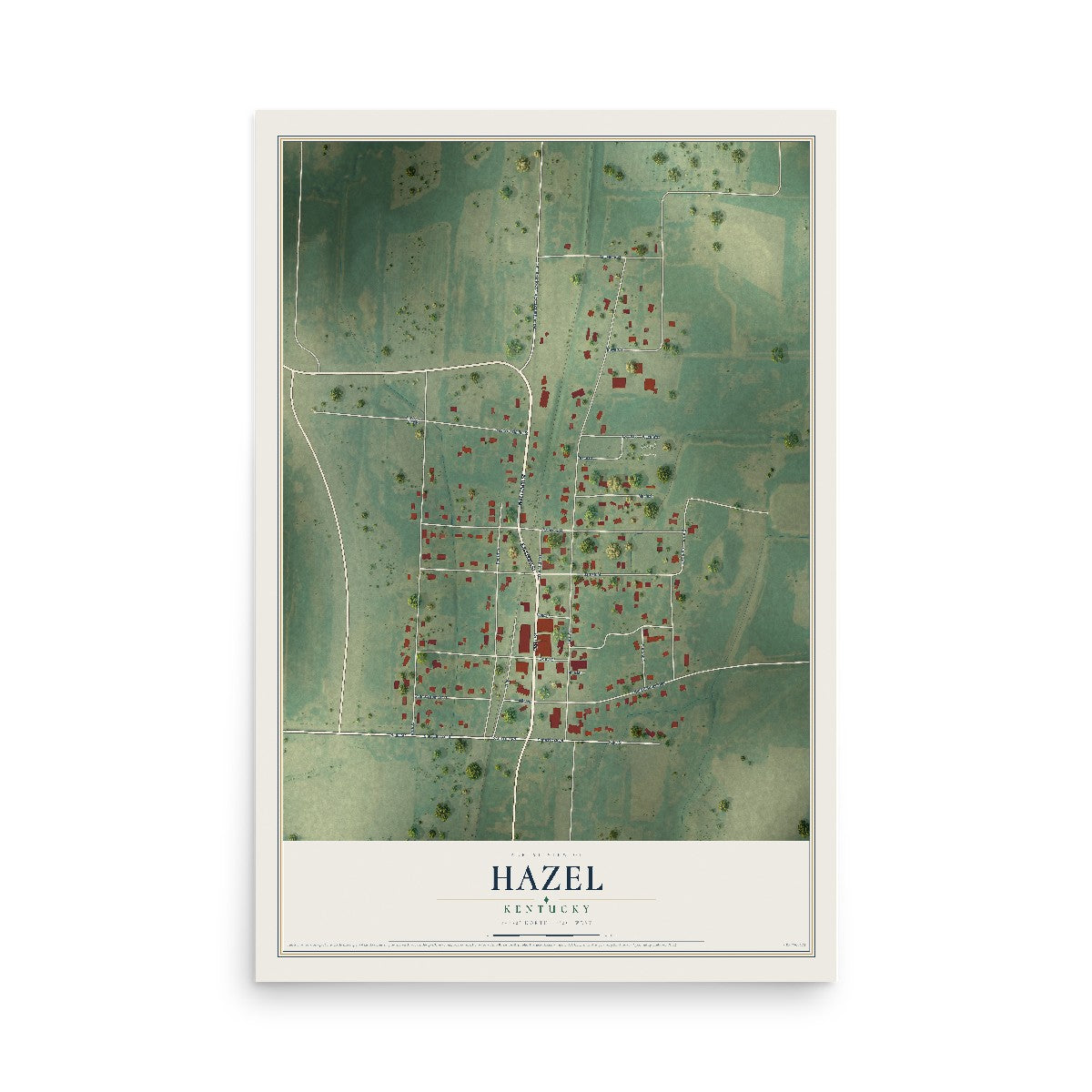 Map of Hazel, Kentucky, 12 x 18 inch unframed archival matte print