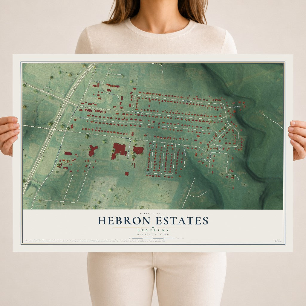 Map of Hebron Estates, Kentucky, 18 x 24 inch unframed archival matte print