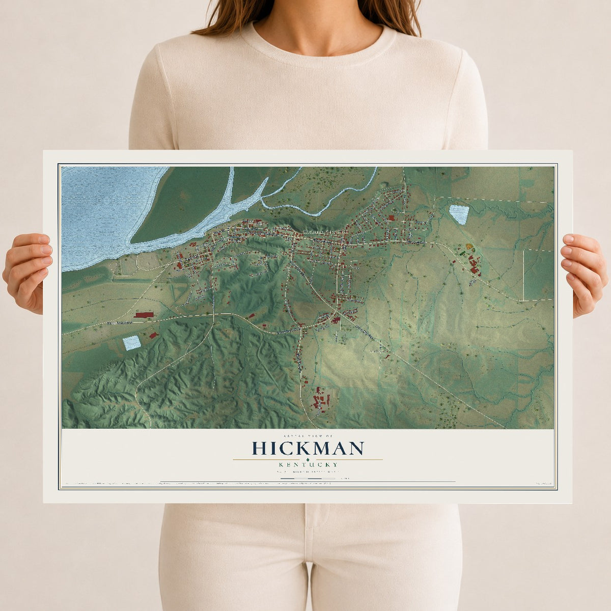 Map of Hickman, Kentucky, 12 x 18 inch unframed archival matte print