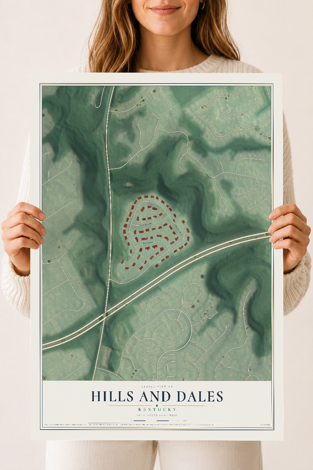 Map of Hills and Dales, Kentucky, 18 x 24 inch unframed archival matte print