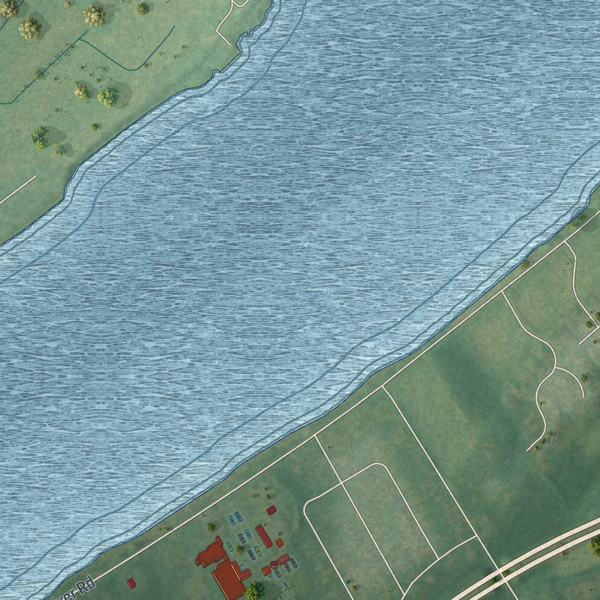 Second close-up of the map of Indian Hills, Kentucky print showing more streets and buildings