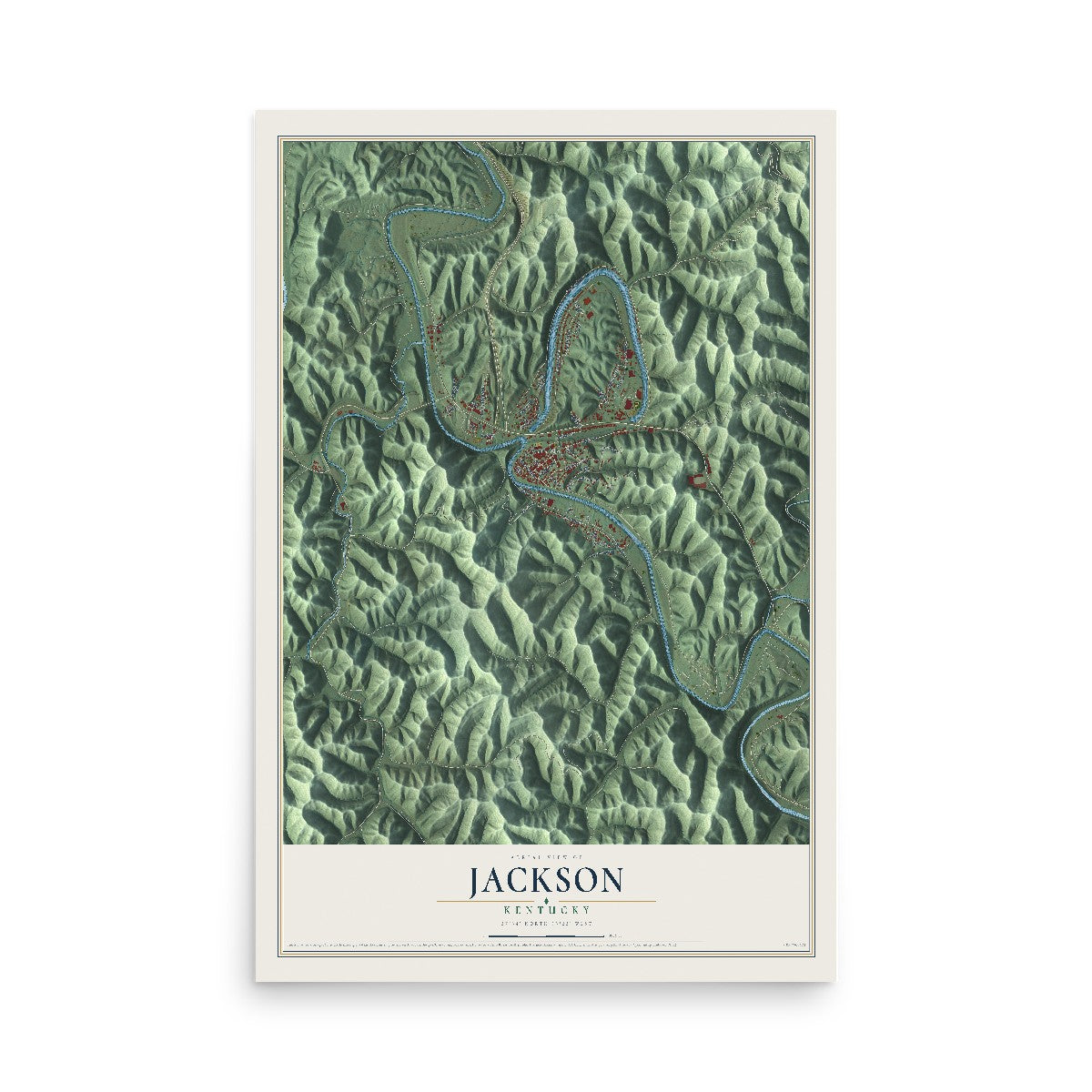 Map of Jackson, Kentucky, 12 x 18 inch unframed archival matte print