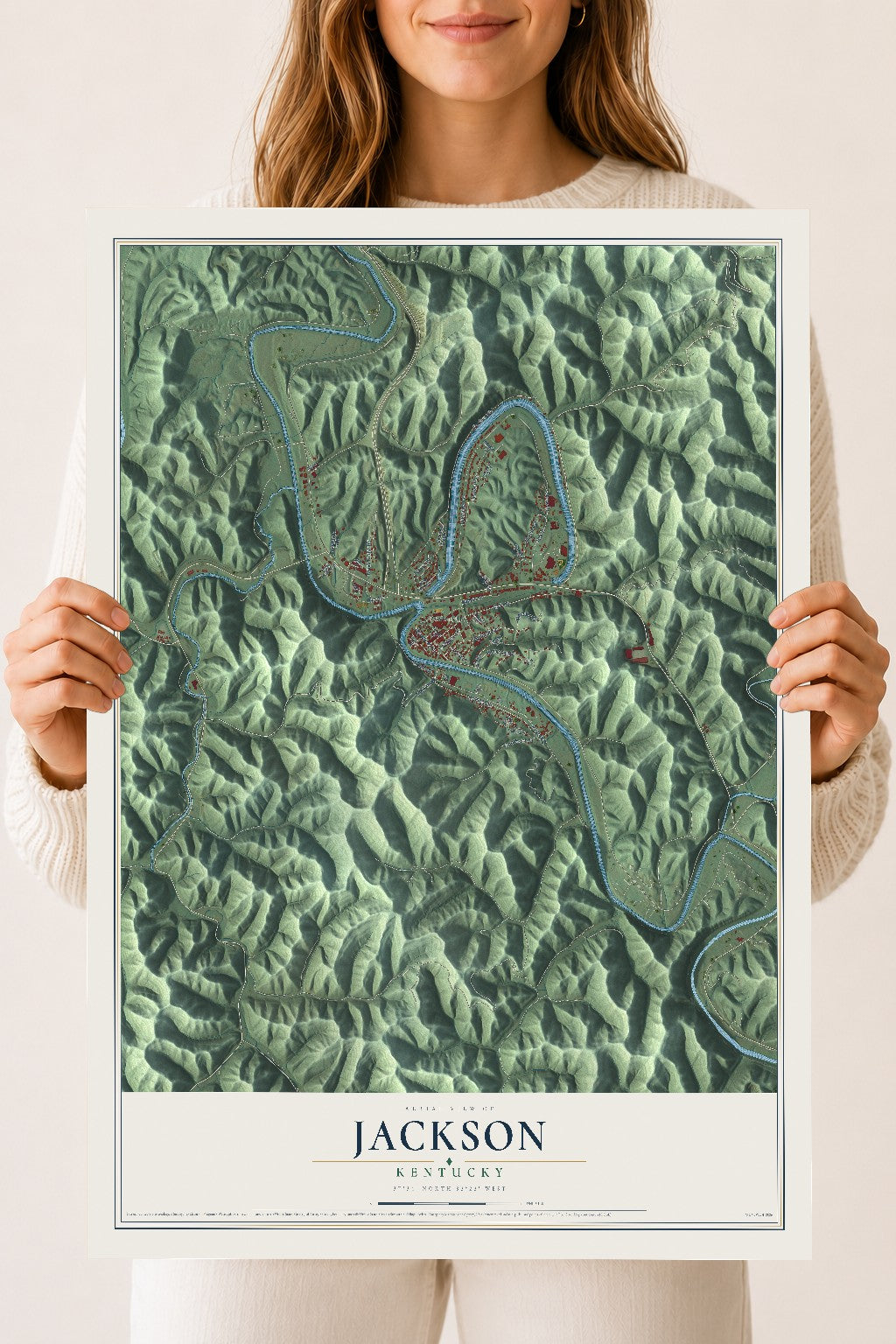 Map of Jackson, Kentucky, 18 x 24 inch unframed archival matte print