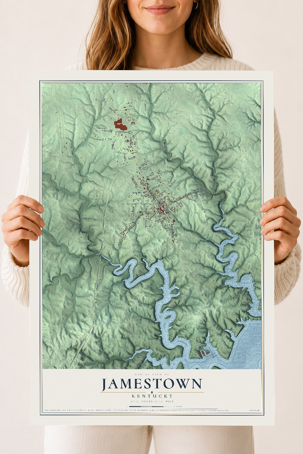 Map of Jamestown, Kentucky, 18 x 24 inch unframed archival matte print