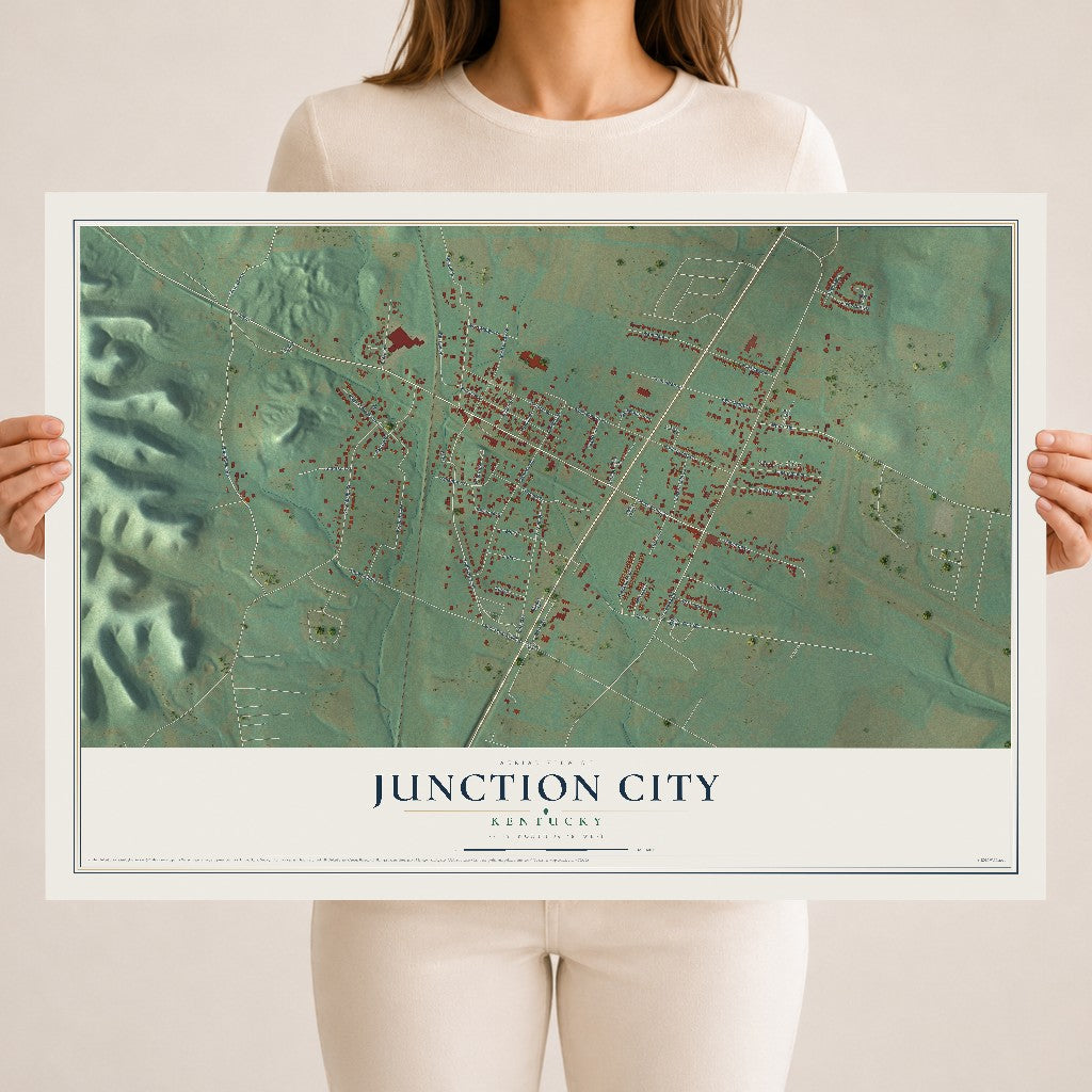 Map of Junction City, Kentucky, 18 x 24 inch unframed archival matte print