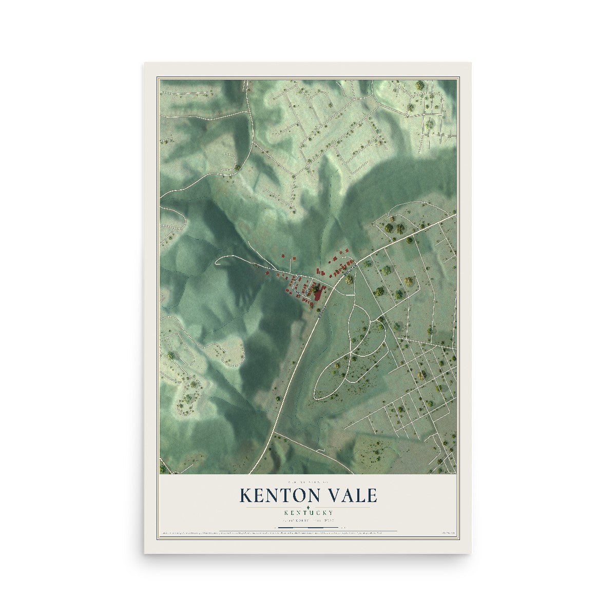 Map of Kenton Vale, Kentucky, 12 x 18 inch unframed archival matte print