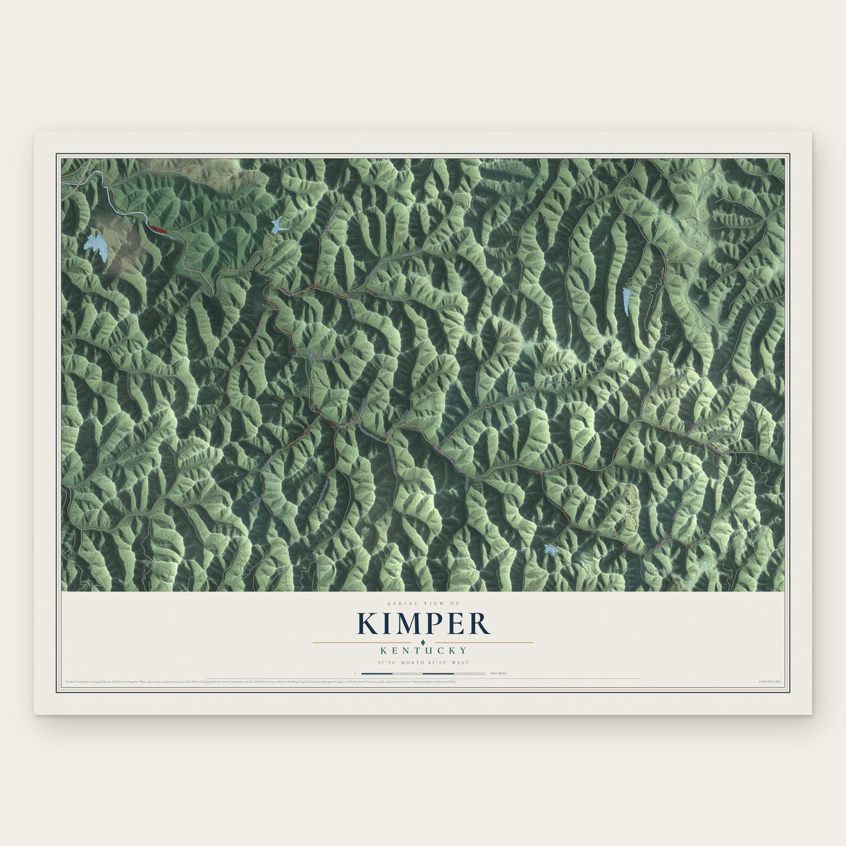 Kimper, Kentucky map print, the full design