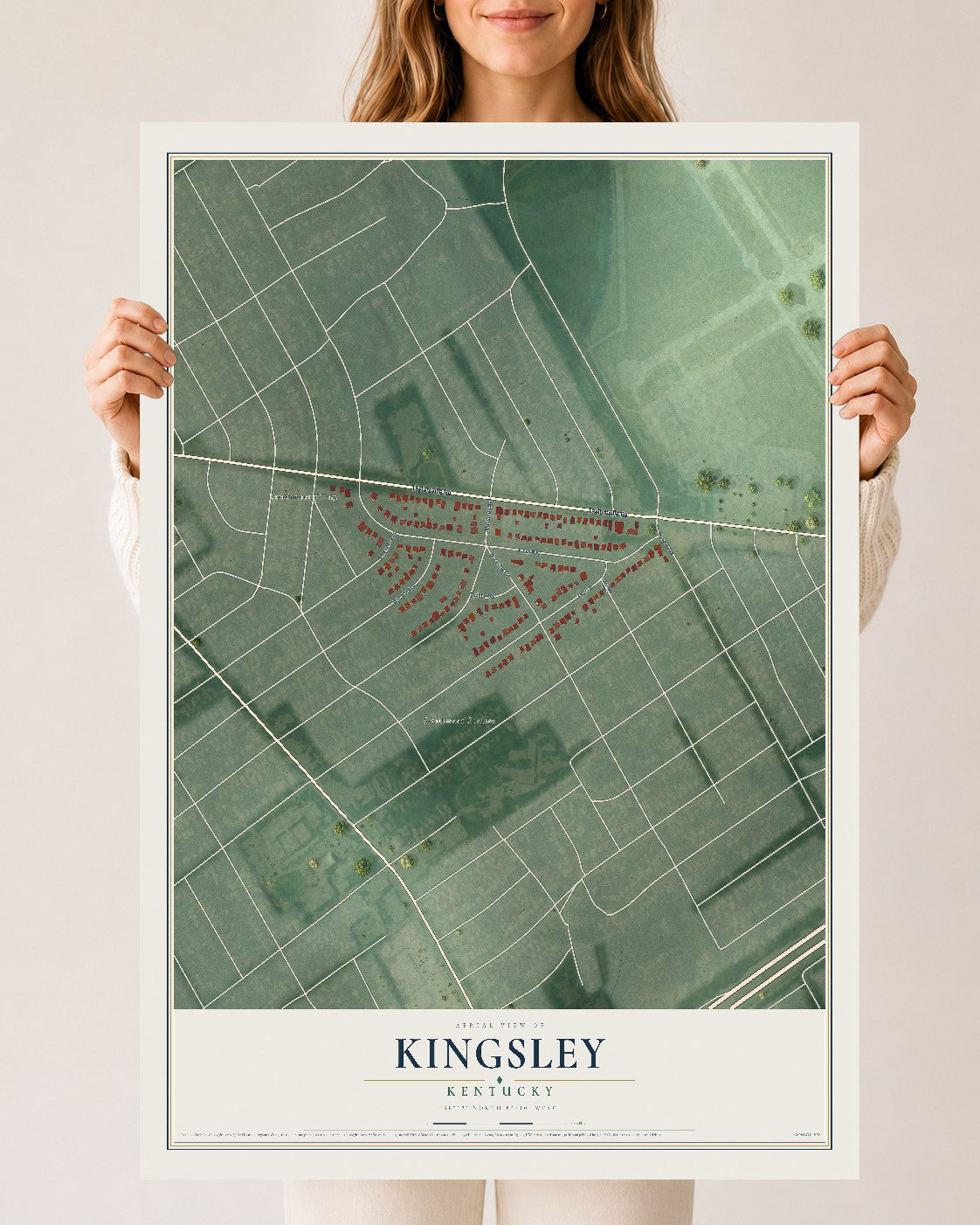 Map of Kingsley, Kentucky, 24 x 36 inch unframed archival matte print