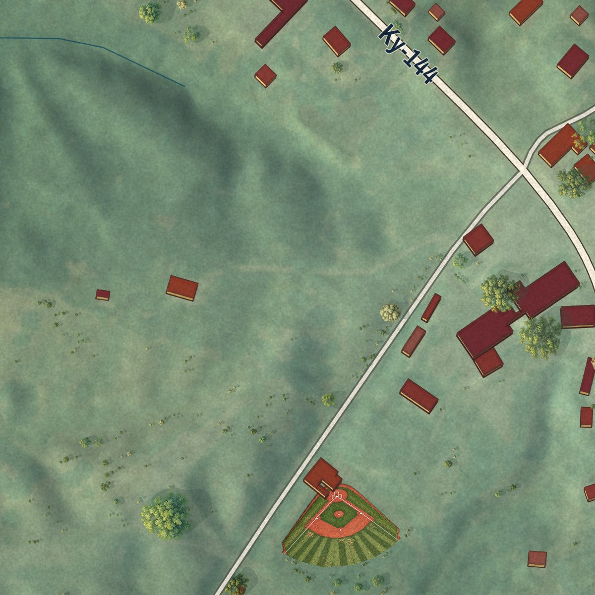 Close-up of the map of Knottsville, Kentucky print showing street and building detail