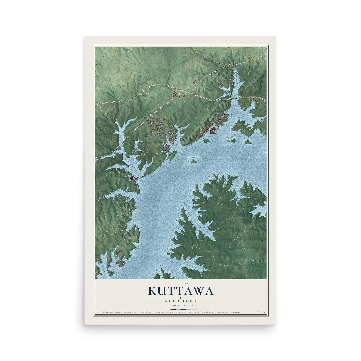 Map of Kuttawa, Kentucky, 12 x 18 inch unframed archival matte print