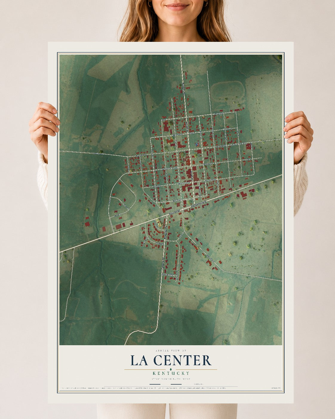 Map of La Center, Kentucky, 24 x 36 inch unframed archival matte print