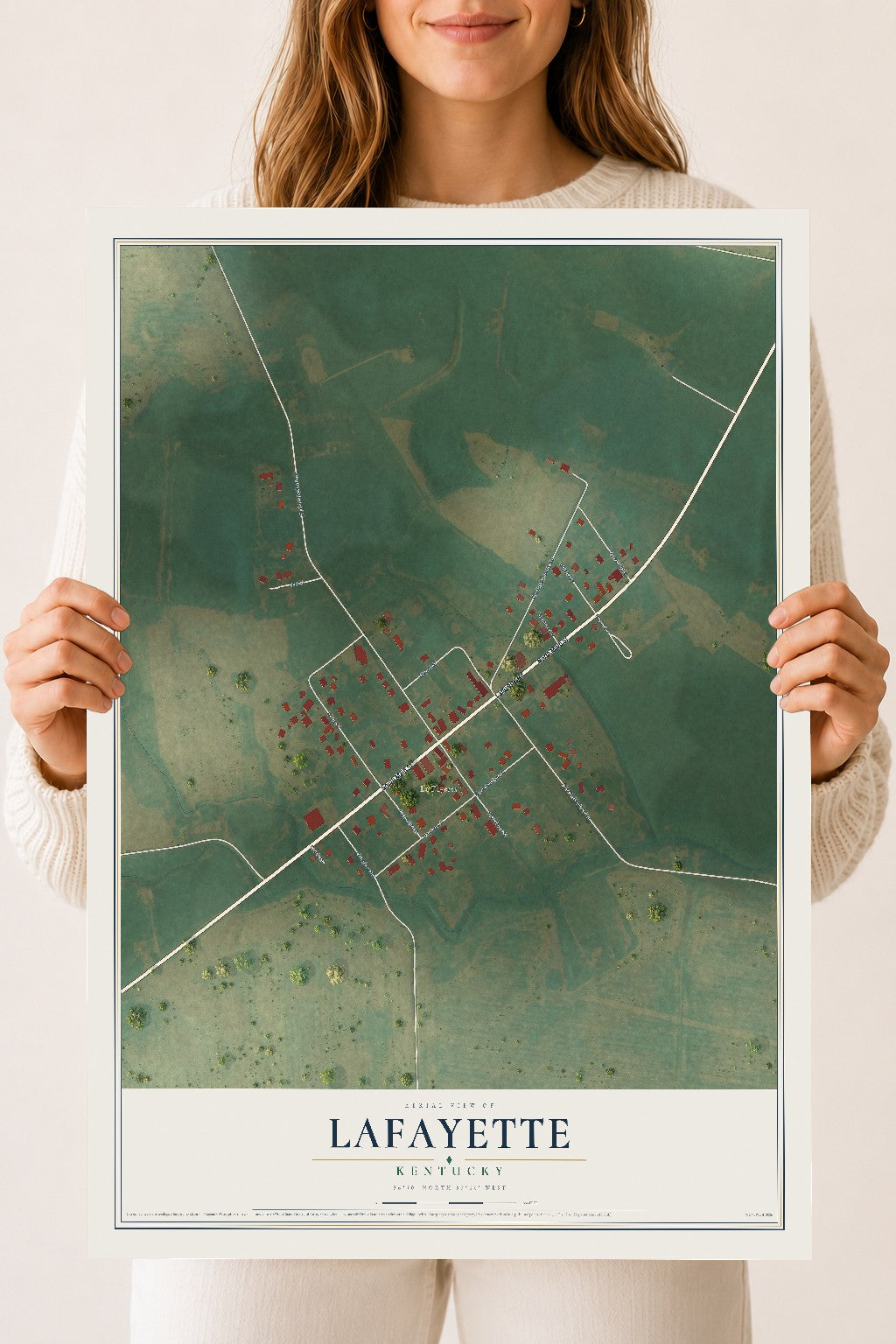 Map of LaFayette, Kentucky, 18 x 24 inch unframed archival matte print