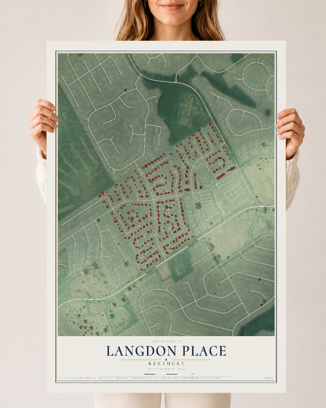 Map of Langdon Place, Kentucky, 24 x 36 inch unframed archival matte print