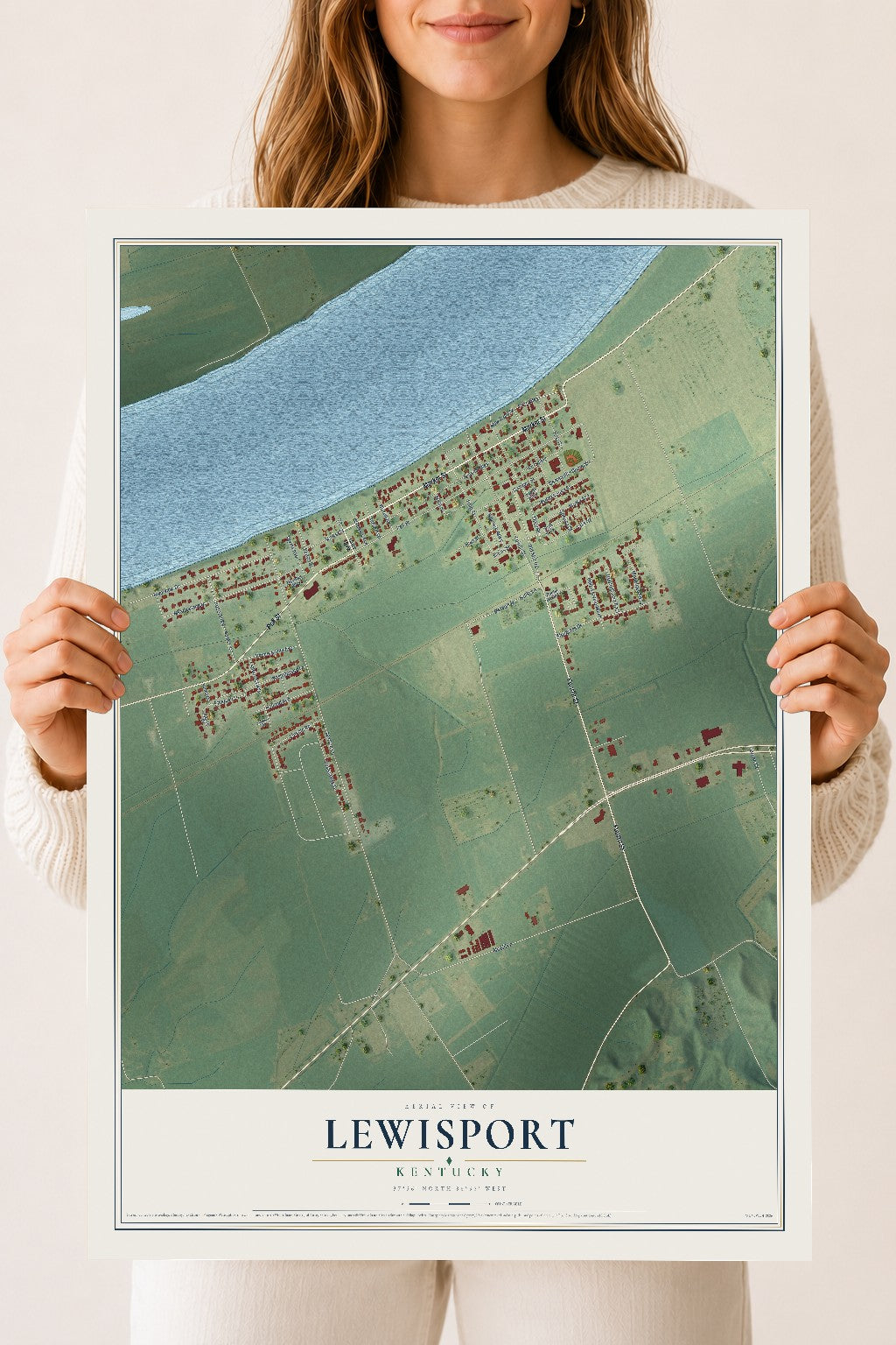 Map of Lewisport, Kentucky, 18 x 24 inch unframed archival matte print