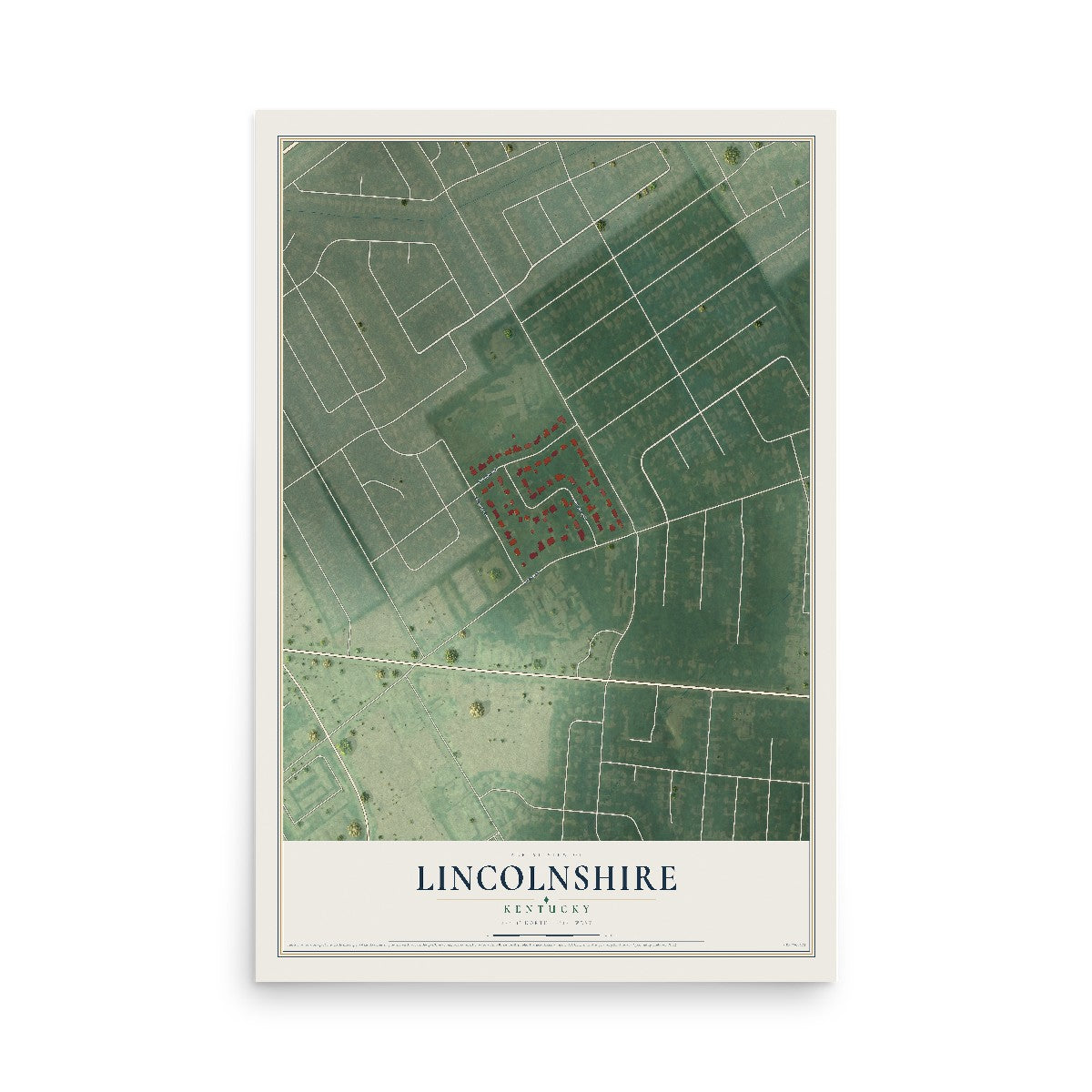 Map of Lincolnshire, Kentucky, 12 x 18 inch unframed archival matte print