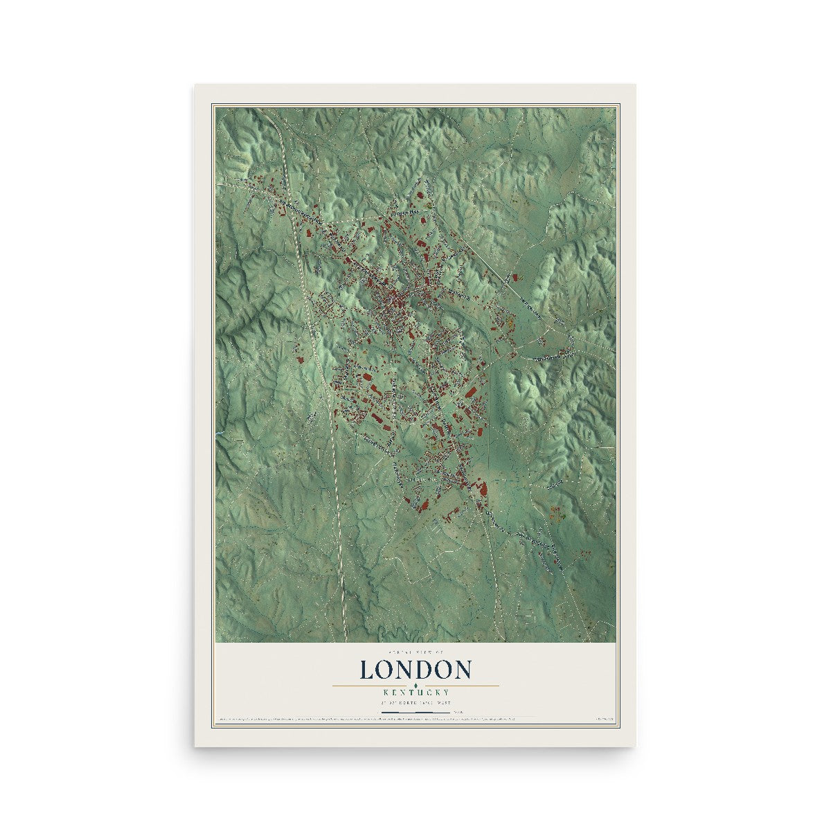 Map of London, Kentucky, 12 x 18 inch unframed archival matte print