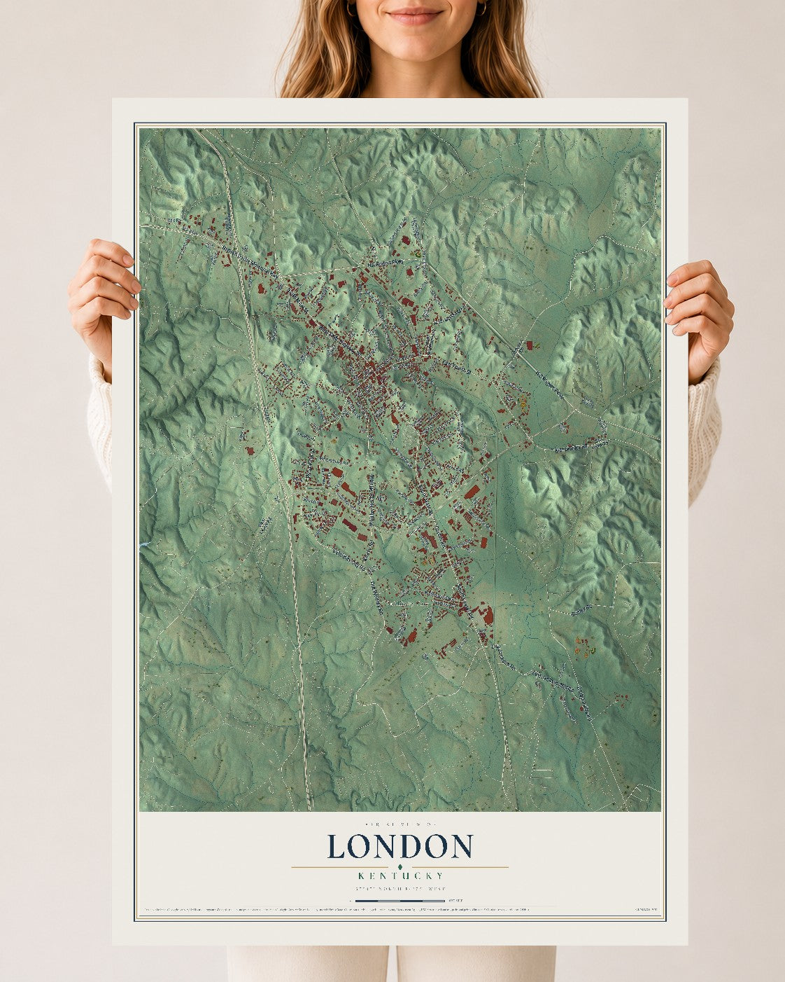 Map of London, Kentucky, 24 x 36 inch unframed archival matte print