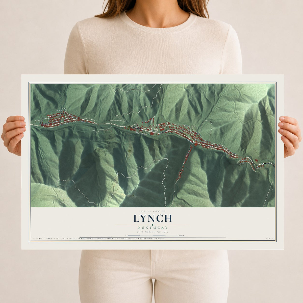 Map of Lynch, Kentucky, 12 x 18 inch unframed archival matte print