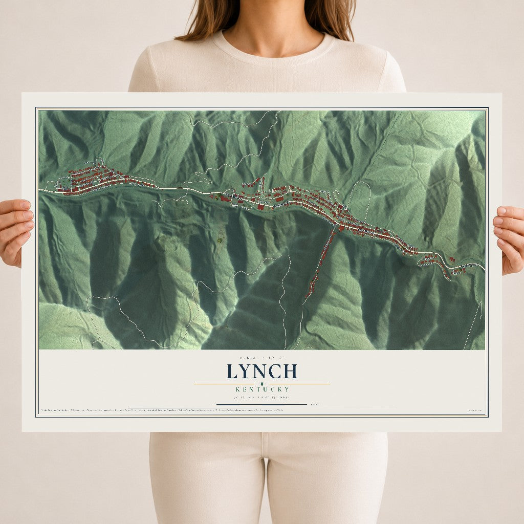 Map of Lynch, Kentucky, 18 x 24 inch unframed archival matte print