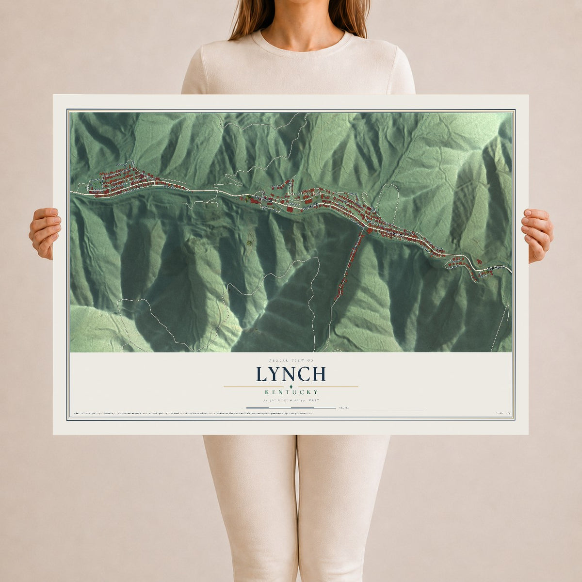 Map of Lynch, Kentucky, 24 x 36 inch unframed archival matte print