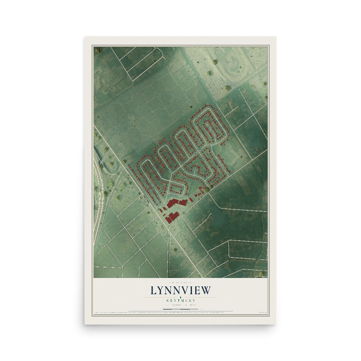 Map of Lynnview, Kentucky, 12 x 18 inch unframed archival matte print