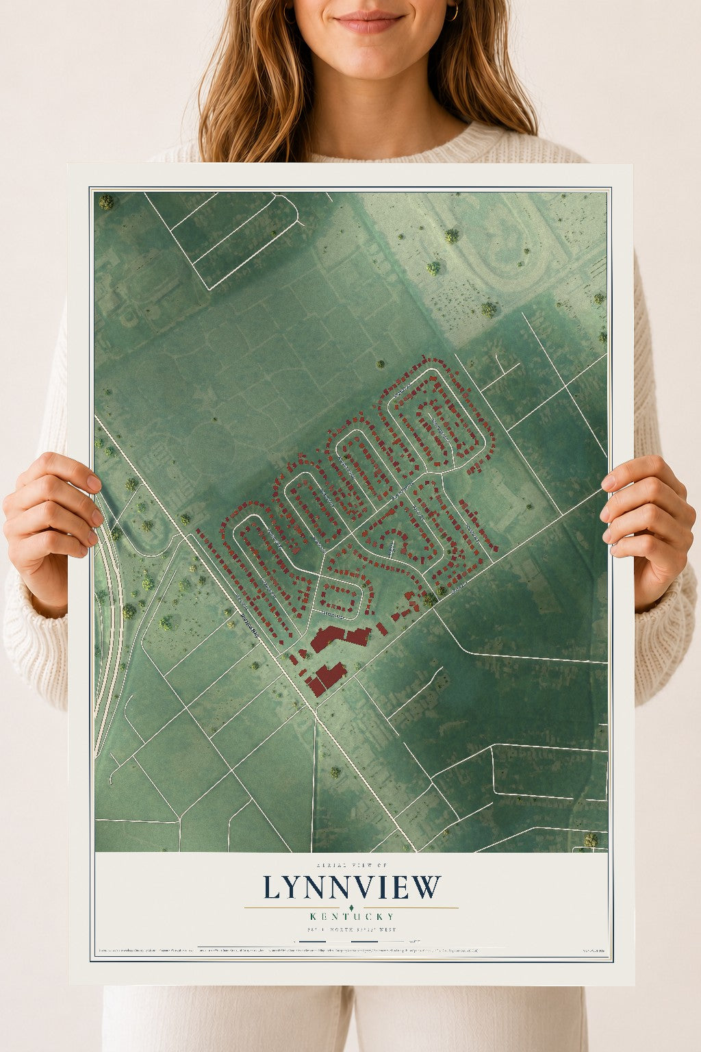 Map of Lynnview, Kentucky, 18 x 24 inch unframed archival matte print