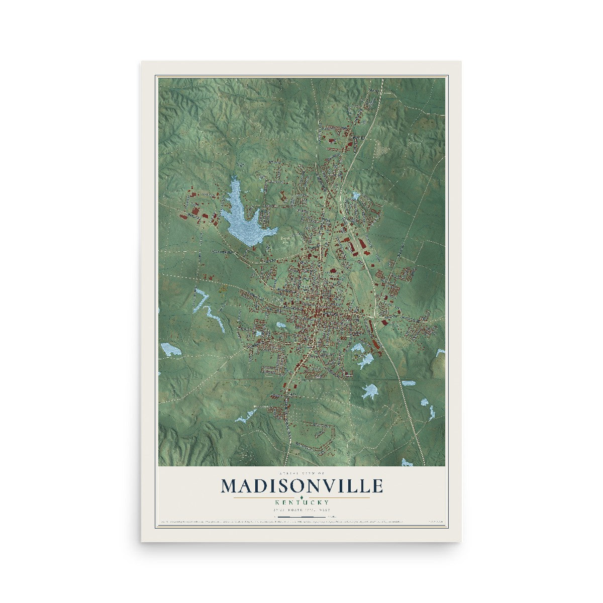 Map of Madisonville, Kentucky, 12 x 18 inch unframed archival matte print