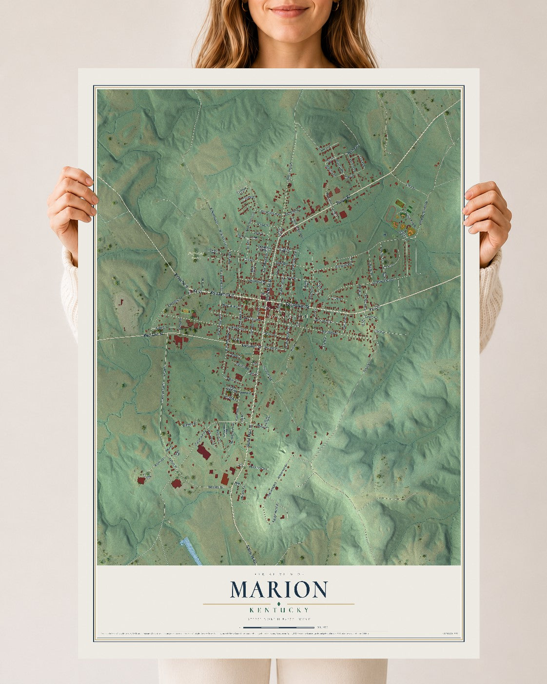 Map of Marion, Kentucky, 24 x 36 inch unframed archival matte print