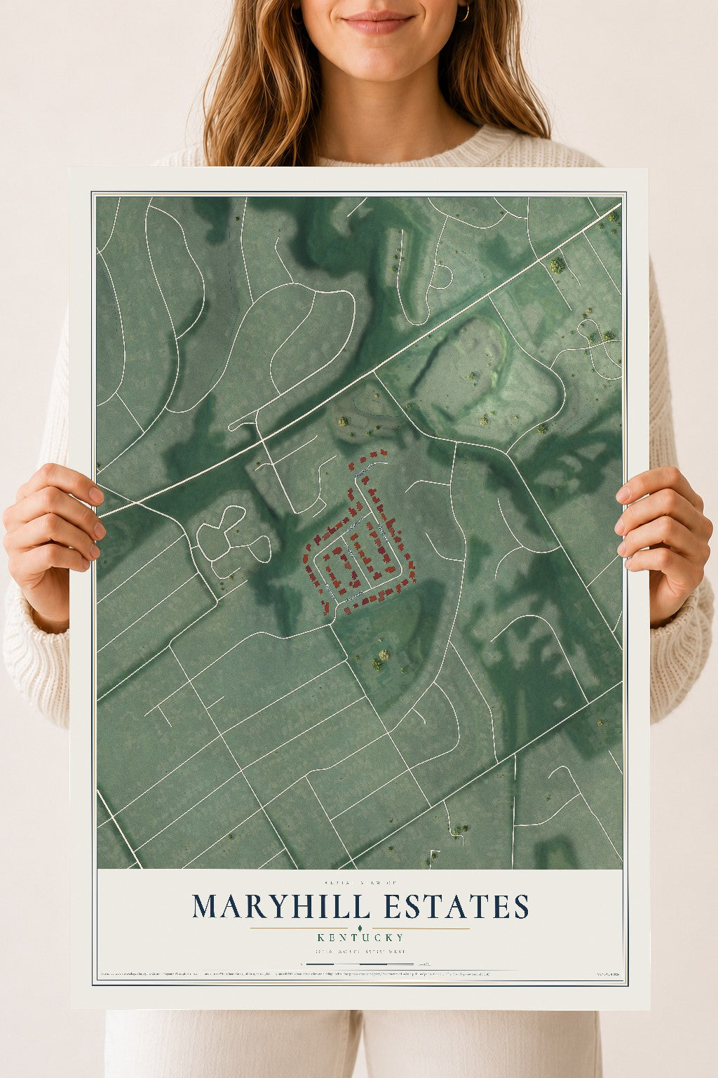 Map of Maryhill Estates, Kentucky, 18 x 24 inch unframed archival matte print