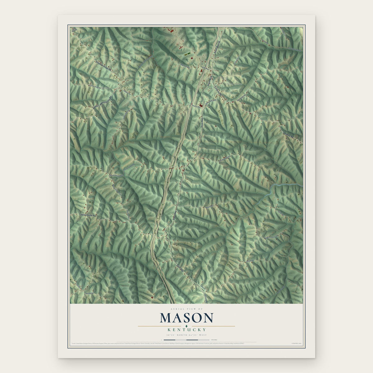 Mason, Kentucky map print, the full design