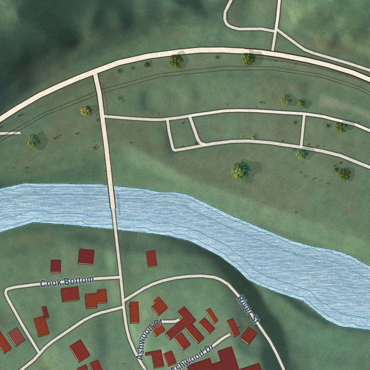 Close-up of the map of McCarr, Kentucky print showing street and building detail