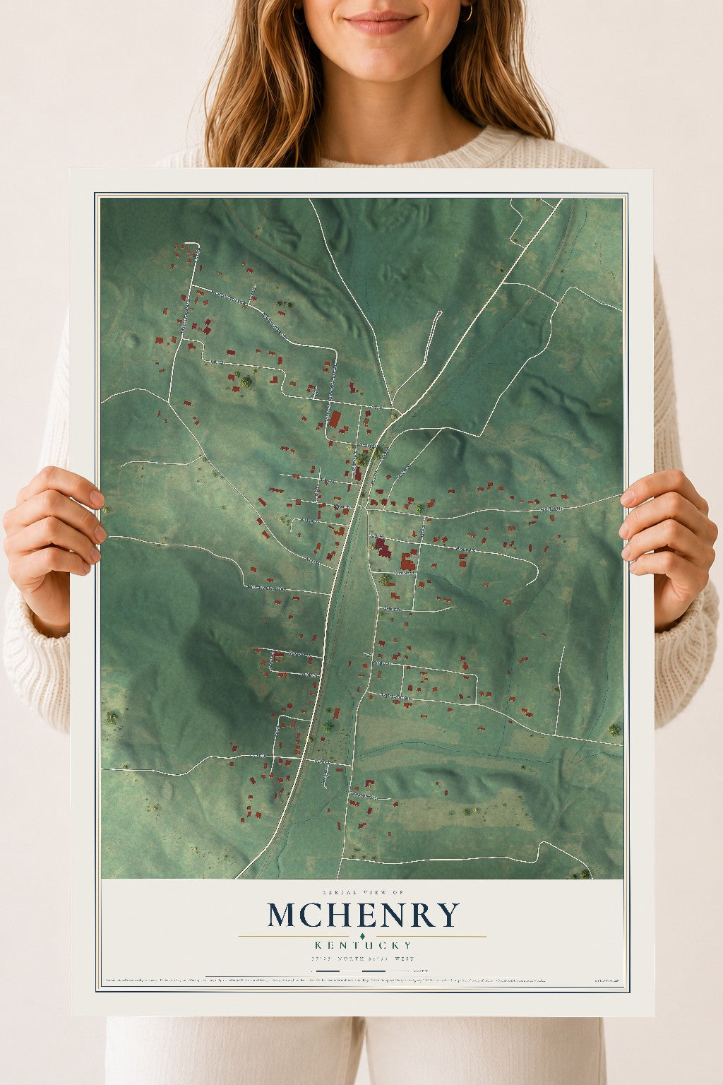 Map of McHenry, Kentucky, 18 x 24 inch unframed archival matte print