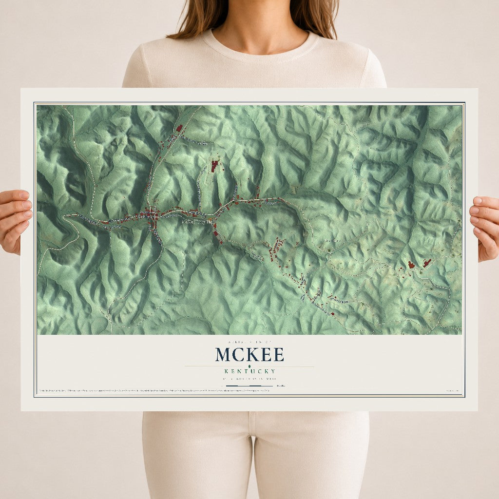 Map of McKee, Kentucky, 18 x 24 inch unframed archival matte print