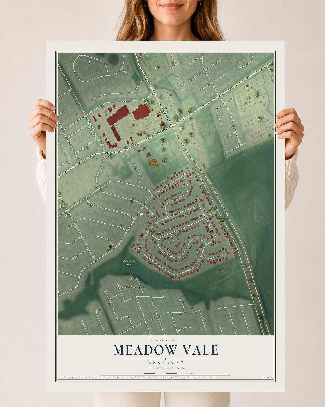 Map of Meadow Vale, Kentucky, 24 x 36 inch unframed archival matte print
