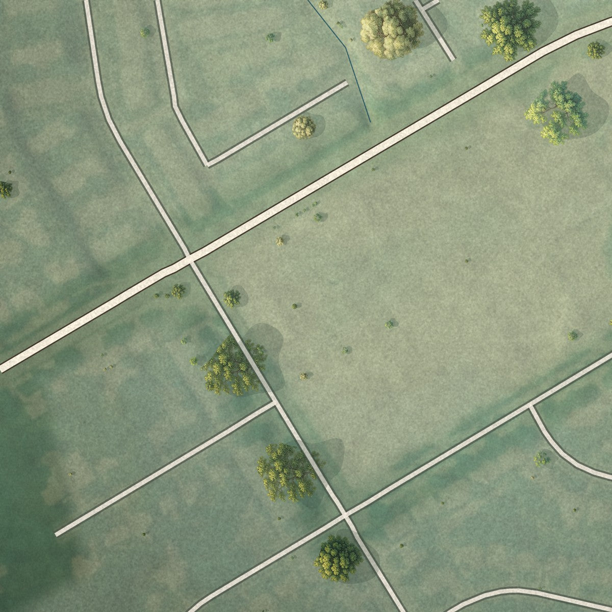 Second close-up of the map of Meadowbrook Farm, Kentucky print showing more streets and buildings