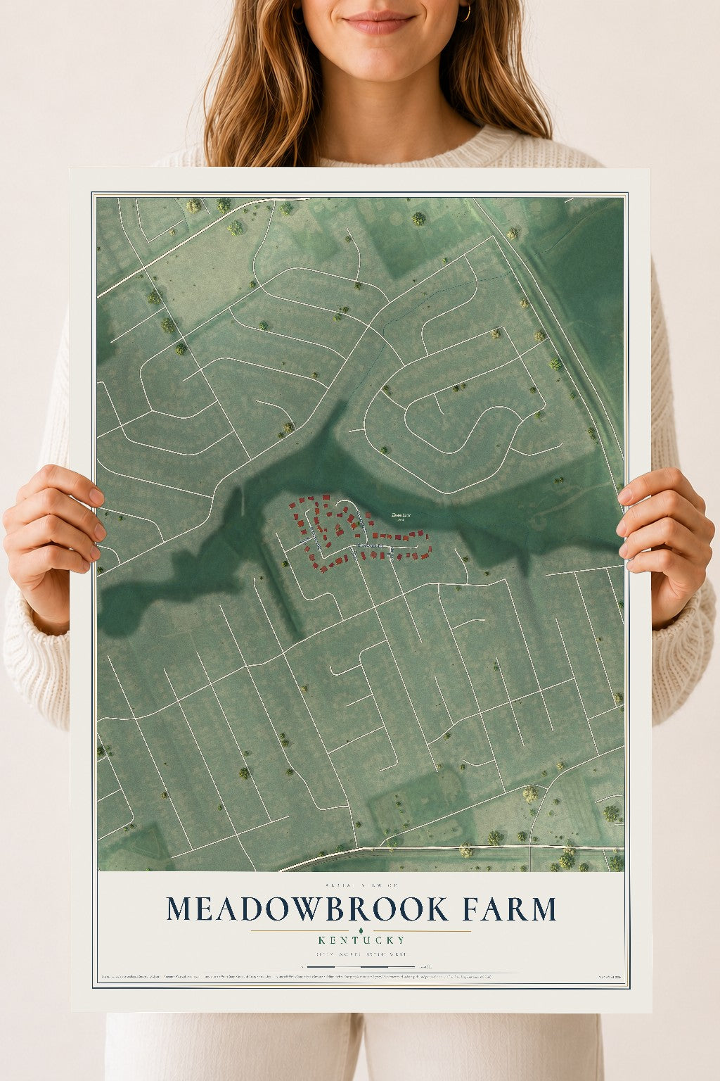 Map of Meadowbrook Farm, Kentucky, 18 x 24 inch unframed archival matte print