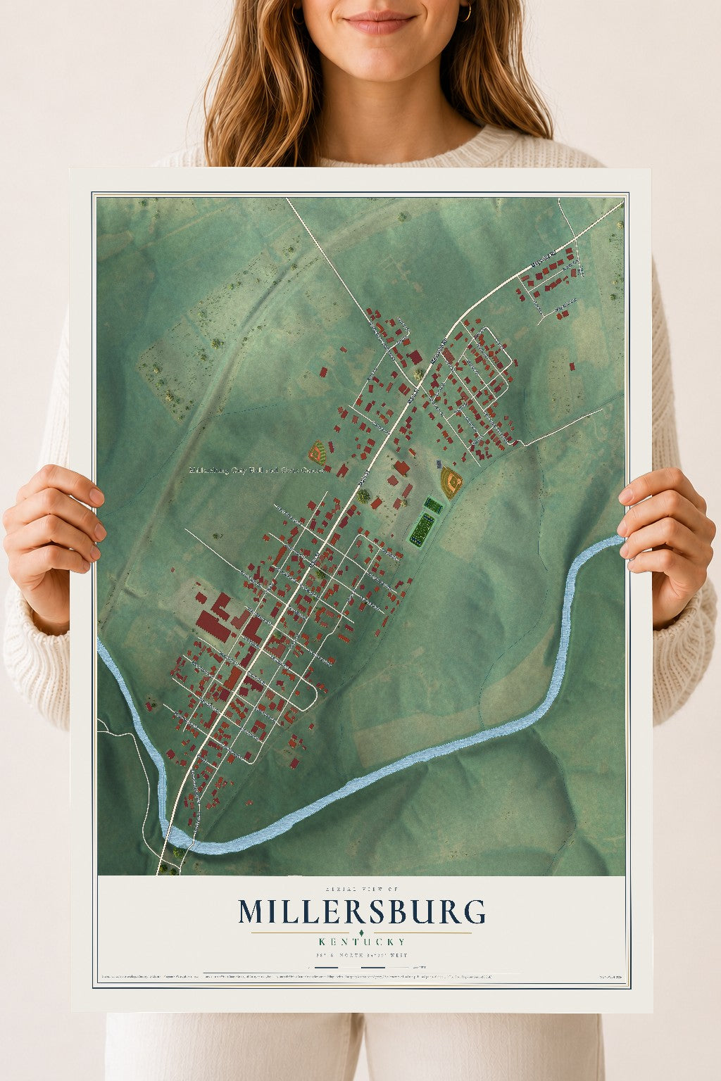 Map of Millersburg, Kentucky, 18 x 24 inch unframed archival matte print