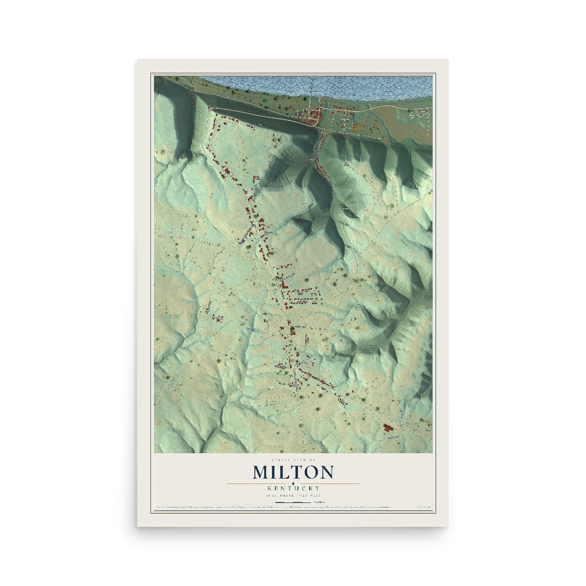 Map of Milton, Kentucky, 12 x 18 inch unframed archival matte print